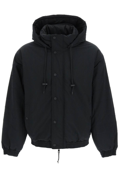 Msgm Ripstop Jacket With Logo Embroidery In Black