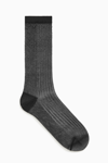 Cos Ribbed Sheer Lurex Knee Socks In Black
