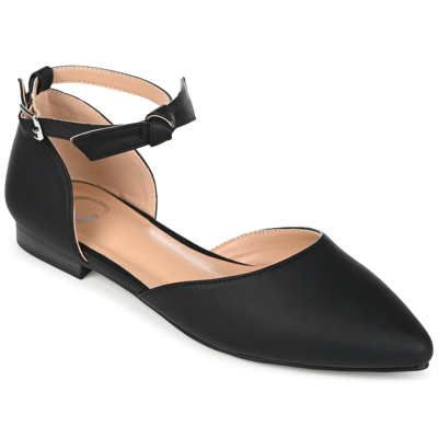 Journee Collection Women's Vielo Bow Ankle Strap Flats In Black