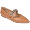 Journee Collection Women's Metinaa Chain Mary Jane Pointed Toe Flats In Brown
