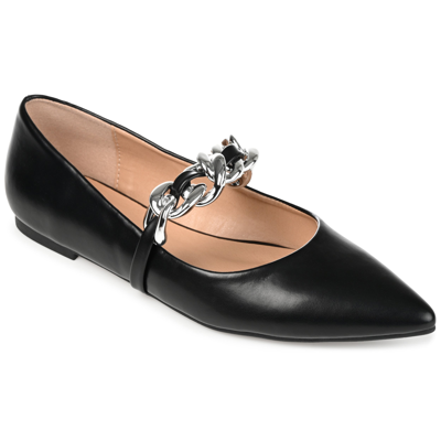 Journee Collection Women's Metinaa Chain Mary Jane Pointed Toe Flats In Black