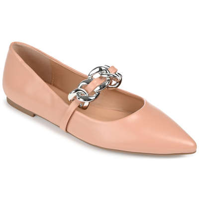 Journee Collection Women's Metinaa Chain Mary Jane Pointed Toe Flats In Pink