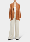Theory Relaxed Nappa Leather Blazer In Camel