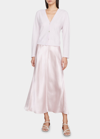 Vince Raw Edge Panelled Midi Slip Skirt In Roselle