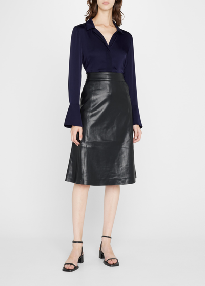 Kobi Halperin Liv Split-cuff Stretch Silk Blouse In Midnight B