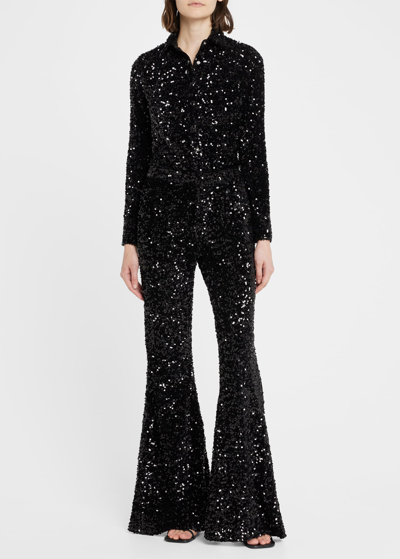 Cout De La Liberte Sequin-embellished Button Down Shirt In Black