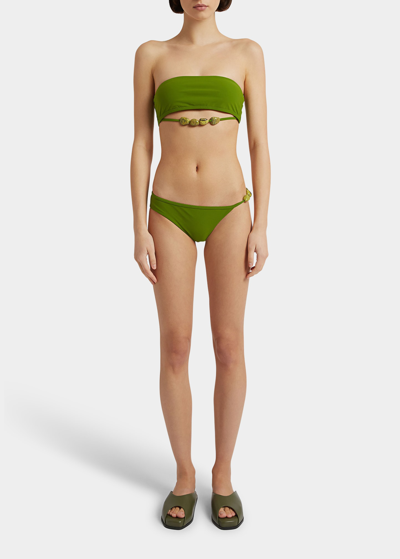 Christopher Esber Quartz Crystal Strap Bikini Briefs In Vert Green