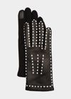 AGNELLE CONTRAST STITCHING LEATHER & CASHMERE GLOVES