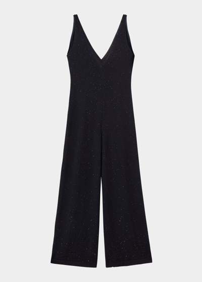 Loro Piana Stella Alpina Wide-leg Metallic Jumpsuit In W0jl Blue Atlanti