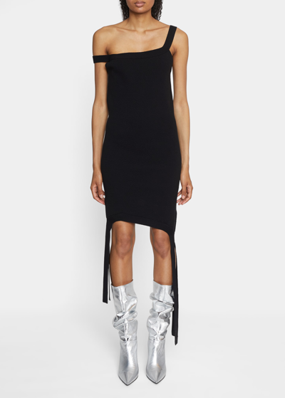 Jw Anderson Deconstructed One-shoulder Knit Dress In Black