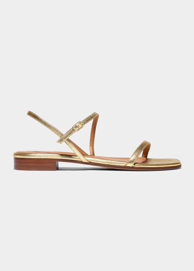 Emme Parsons Hope 10mm Flat Strappy Sandals In Washed Gold