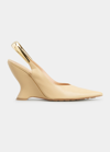 Bottega Veneta Punta 100 Metal-slingback Leather Wedges Pumps In Maple