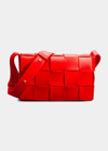 Bottega Veneta Small Cassette Intrecciato Leather Shoulder Bag In Red Stone