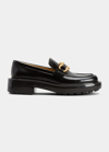 Bottega Veneta Monsieur Calfskin Bit Loafers In Nero