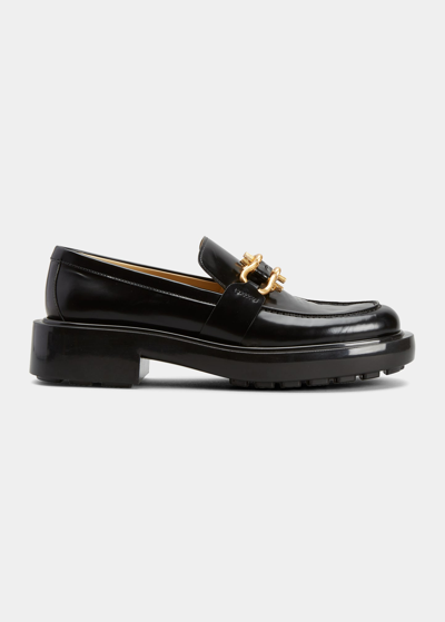 Bottega Veneta Monsieur Calfskin Bit Loafers In Nero