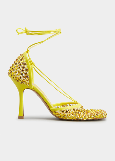 Bottega Veneta Sparkle Stretch High-heel Sandals In Yellow