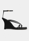 Bottega Veneta Stretch Multi-strap Wedge Sandals In Nero