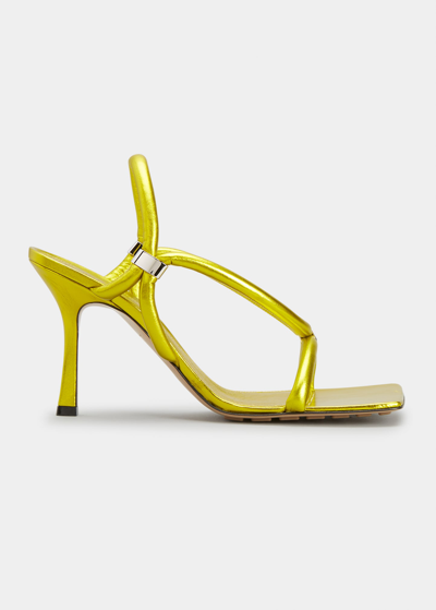 Bottega Veneta Stretch Metallic Leather Sandals In Oroossidat