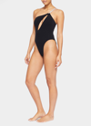 Simkhai Saint Diamante Asymmetric One-piece Swimsuit In Black