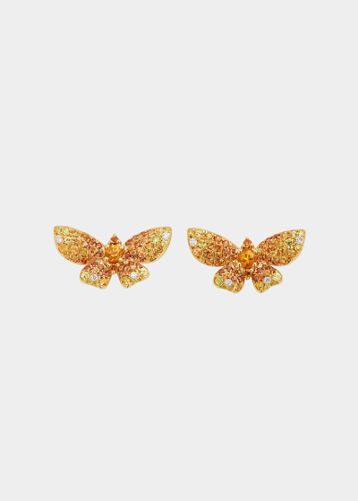 Stéfère Yellow Sapphire And White Diamond Butterfly Earrings