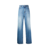 Valentino Light Blue Denim Trousers With V Gold Detail In Blue