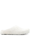 Marni Fussbett Sabot Shearling Mules In White