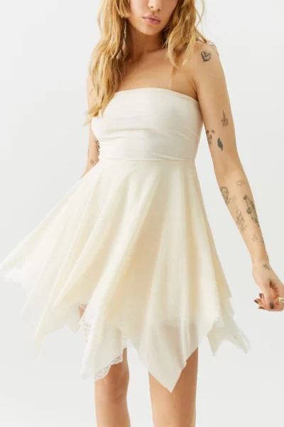 Urban Outfitters Uo Gemma Strapless Lace Mini Dress In Cream | ModeSens