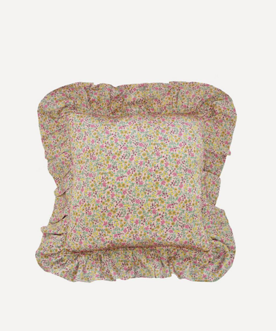 Coco & Wolf Emilia S Bloom Silk Ruffle Square Cushion In Multicoloured
