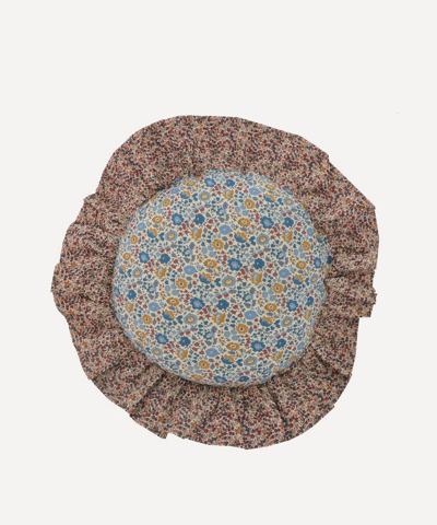 Coco & Wolf D Anjo And Wiltshire Bud Ruffle Edge Circle Cushion In Multicoloured