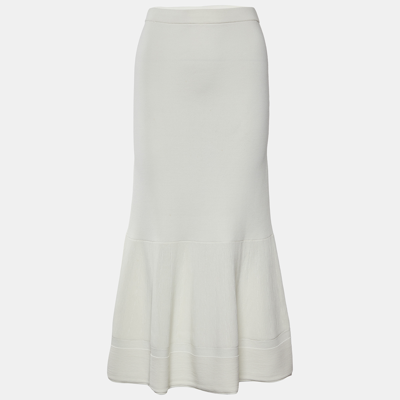 Pre-owned Boutique Moschino White Knit Midi Skirt S