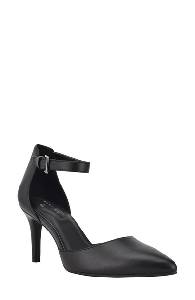 Bandolino Ginata Pointed Toe Ankle Strap Pump In Black Nappa - Blkll