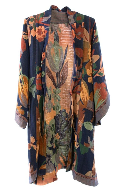 Saachi Midnight Maple Floral Ruana In Navy