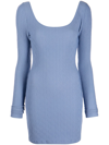 Alexander Wang Embroidered-logo Fitted Dress In Blue