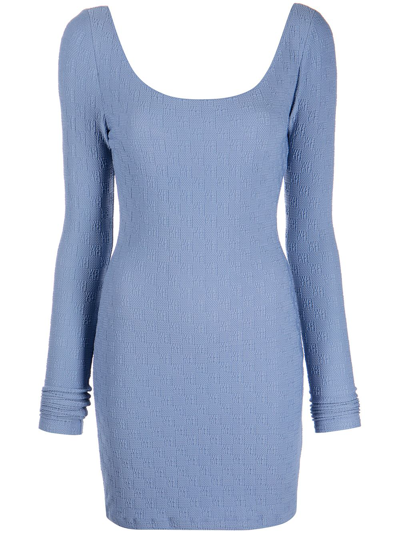 Alexander Wang Embroidered-logo Fitted Dress In Blue