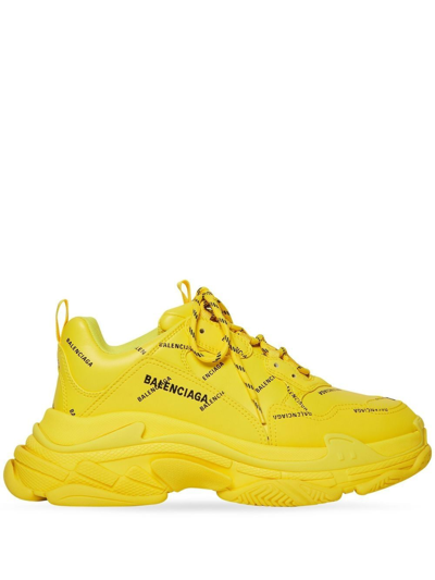 Balenciaga Triple S Logo Sneaker In Yellow Black