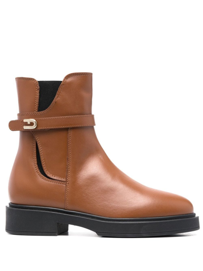 Furla Legacy Leather Chelsea Boots In Brown