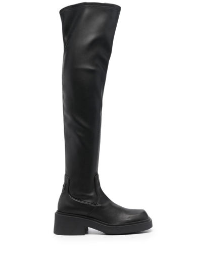 Furla Attitude 35mm Leather Thigh-high Boots In Black