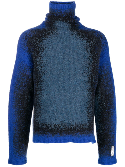 Y/project Roll-neck Gradient-knit Wool-blend Sweater In Blue Grey