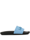Lanvin Logo-patch Slip-on Sandals In Blue