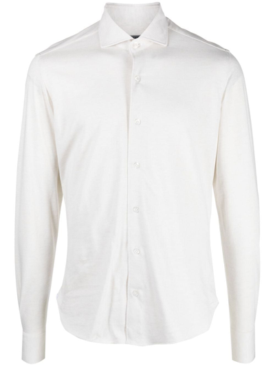 Orian Long-sleeve Slim-cut Shirt In Neutrals