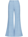 Oscar De La Renta Cotton-blend Tweed Flared Pants In Blue