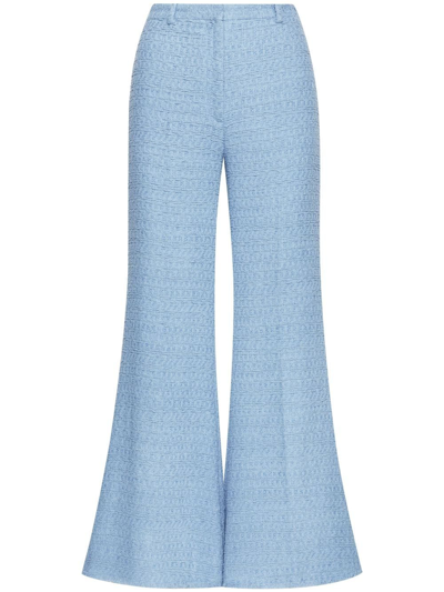 Oscar De La Renta Women's High-waisted Flared Tweed Pants In Blue