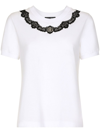 DOLCE & GABBANA DG-LOGO LACE-DETAIL T-SHIRT