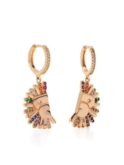 Bapy By *a Bathing Ape® Crystal-embellished Fan Earrings In Gold