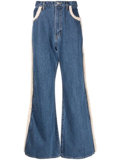 Afb Boa Sherpa-detail Flared Jeans In Blue