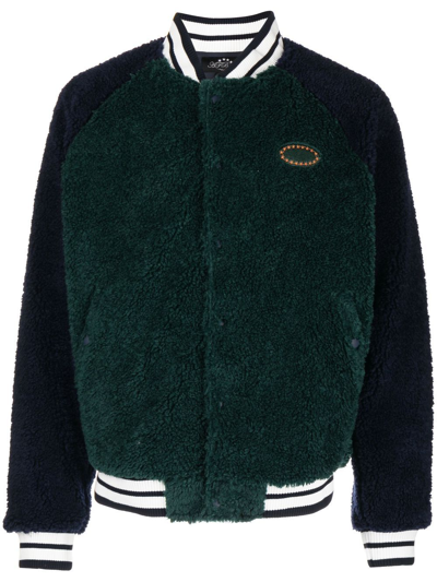 Afb Logo-embroidered Fleece Bomber Jacket In Green