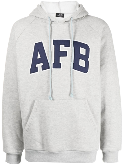 Afb Logo-appliqué Raglan-sleeve Hoodie In Grey