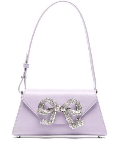 Self-portrait Mini Bow Leather Shoulder Bag In Lilac