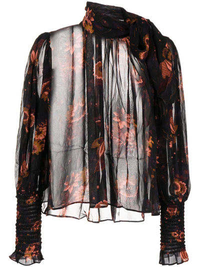 Ulla Johnson Lesli Floral Print Silk Blouse In Multicolor