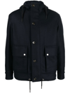 Pt Torino Buttoned Hooded Jacket In Blue